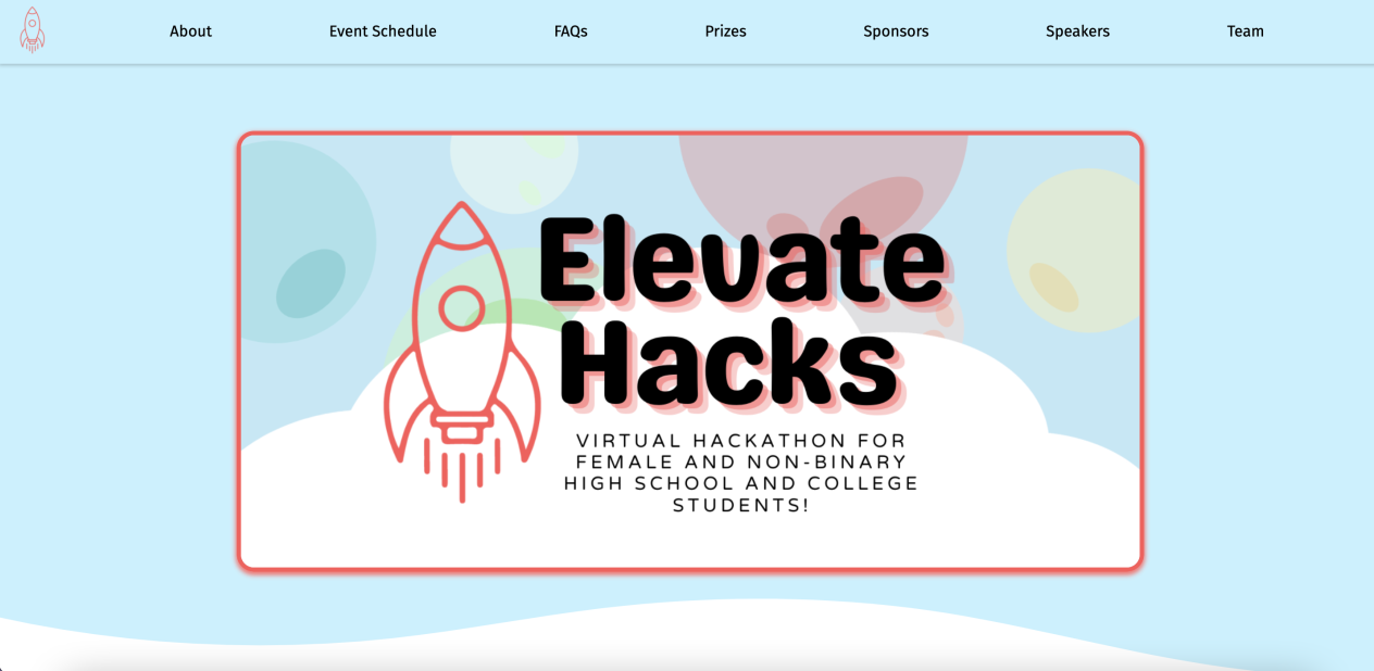 Homepage of ElevateHacks website