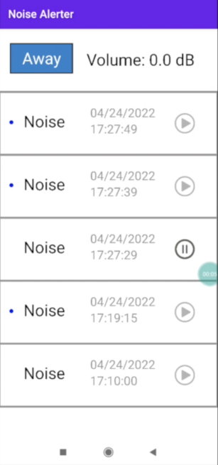 Picture of app with list of sound alerts